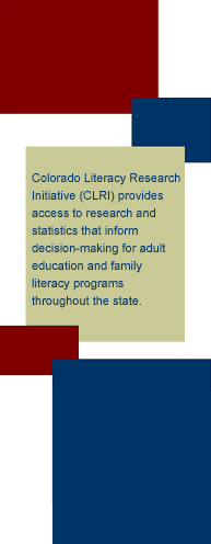 Colorado Literacy Research Initiative (CLRI) provides access to research and statistics about literacy. 